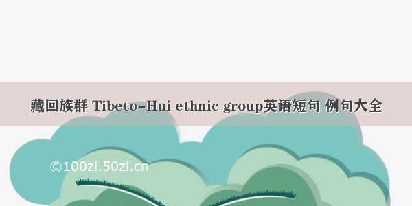 藏回族群 Tibeto-Hui ethnic group英语短句 例句大全
