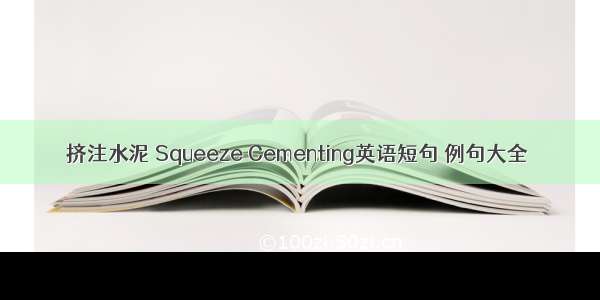 挤注水泥 Squeeze Cementing英语短句 例句大全