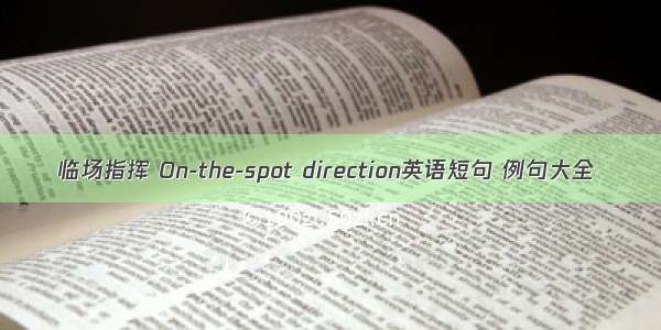 临场指挥 On-the-spot direction英语短句 例句大全