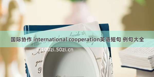 国际协作 international cooperation英语短句 例句大全