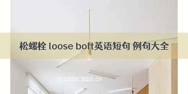 松螺栓 loose bolt英语短句 例句大全