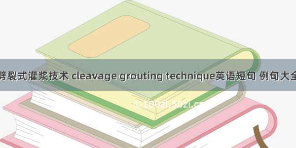 劈裂式灌浆技术 cleavage grouting technique英语短句 例句大全