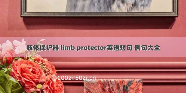 肢体保护器 limb protector英语短句 例句大全