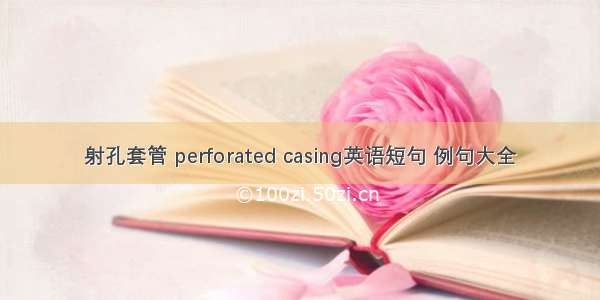 射孔套管 perforated casing英语短句 例句大全