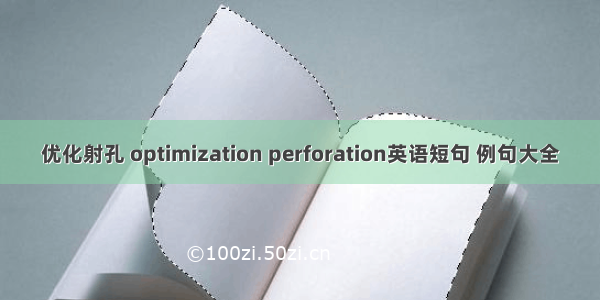优化射孔 optimization perforation英语短句 例句大全