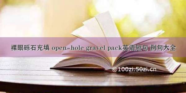 裸眼砾石充填 open-hole gravel pack英语短句 例句大全