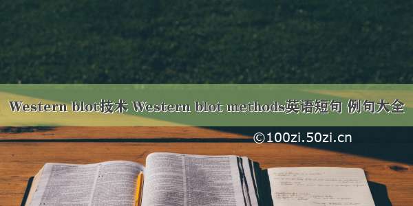 Western blot技术 Western blot methods英语短句 例句大全