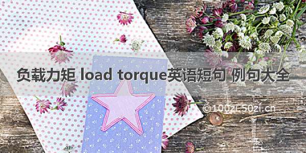 负载力矩 load torque英语短句 例句大全