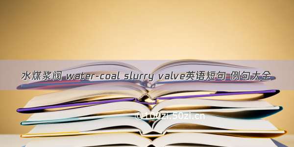 水煤浆阀 water-coal slurry valve英语短句 例句大全