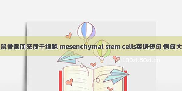 大鼠骨髓间充质干细胞 mesenchymal stem cells英语短句 例句大全