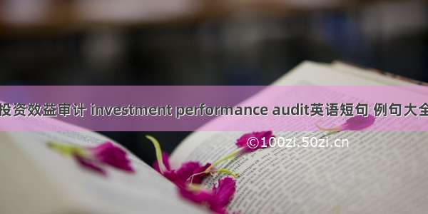 投资效益审计 investment performance audit英语短句 例句大全