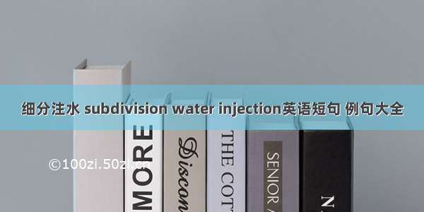 细分注水 subdivision water injection英语短句 例句大全