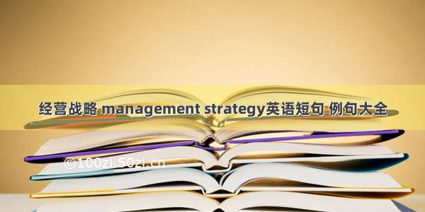 经营战略 management strategy英语短句 例句大全
