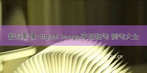 数码影像 digital image英语短句 例句大全