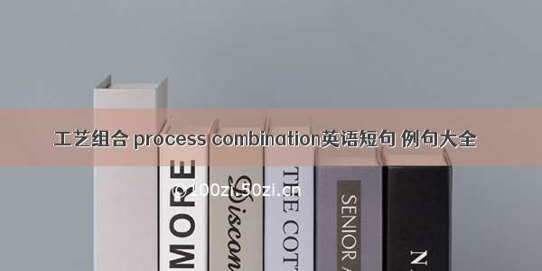 工艺组合 process combination英语短句 例句大全