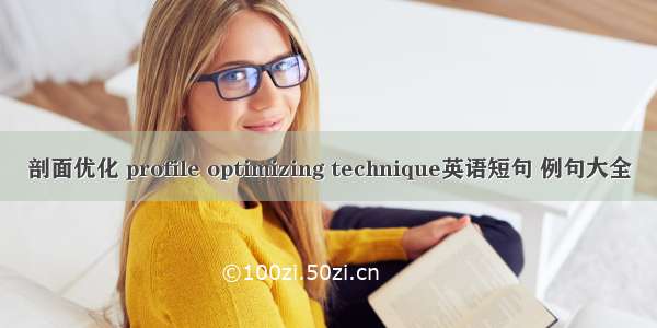 剖面优化 profile optimizing technique英语短句 例句大全