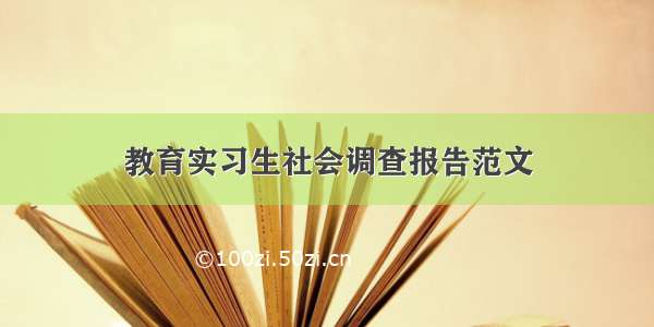 教育实习生社会调查报告范文