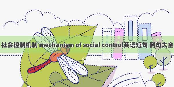 社会控制机制 mechanism of social control英语短句 例句大全