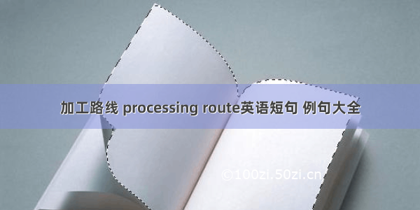 加工路线 processing route英语短句 例句大全