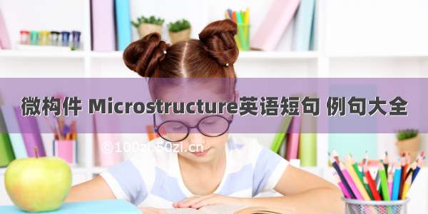 微构件 Microstructure英语短句 例句大全