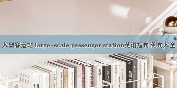 大型客运站 large-scale passenger station英语短句 例句大全