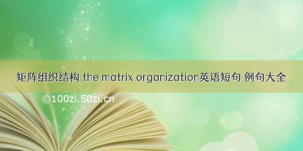 矩阵组织结构 the matrix organization英语短句 例句大全