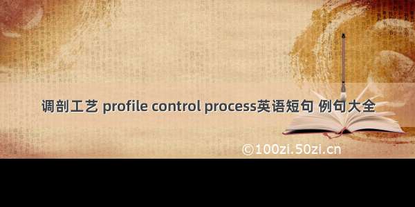 调剖工艺 profile control process英语短句 例句大全