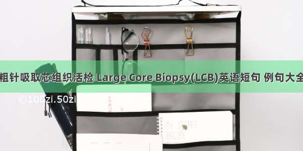 粗针吸取芯组织活检 Large Core Biopsy(LCB)英语短句 例句大全