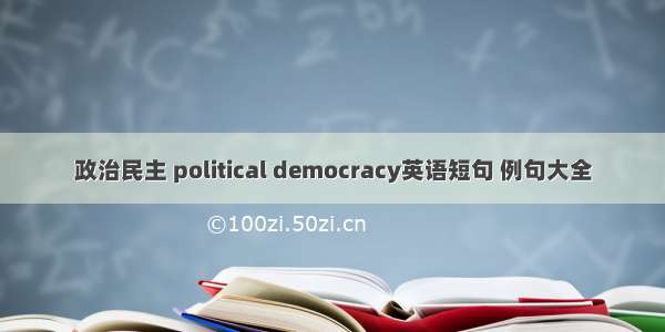 政治民主 political democracy英语短句 例句大全