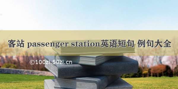 客站 passenger station英语短句 例句大全