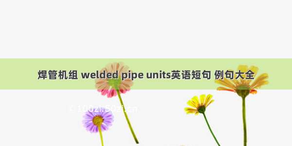 焊管机组 welded pipe units英语短句 例句大全