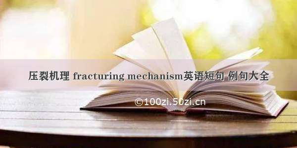 压裂机理 fracturing mechanism英语短句 例句大全