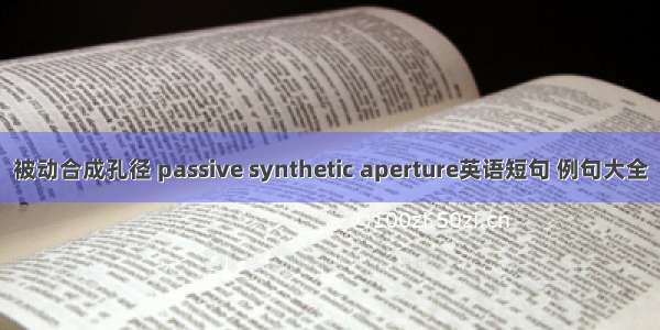 被动合成孔径 passive synthetic aperture英语短句 例句大全