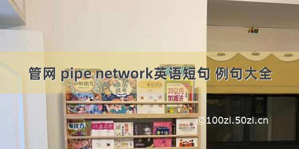 管网 pipe network英语短句 例句大全