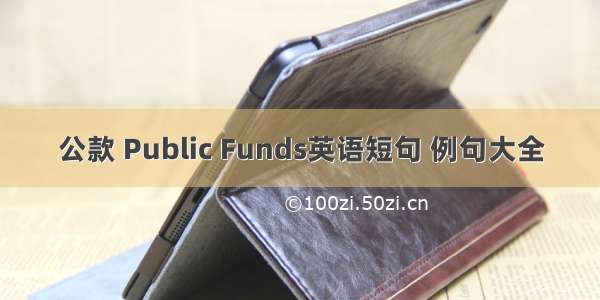 公款 Public Funds英语短句 例句大全