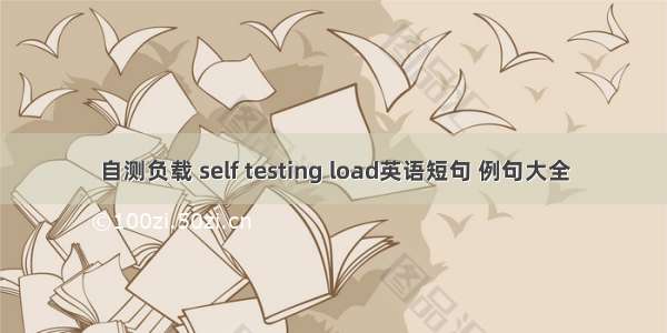 自测负载 self testing load英语短句 例句大全