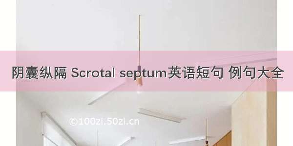 阴囊纵隔 Scrotal septum英语短句 例句大全