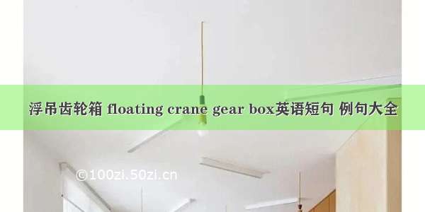 浮吊齿轮箱 floating crane gear box英语短句 例句大全