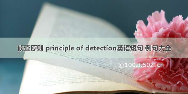 侦查原则 principle of detection英语短句 例句大全