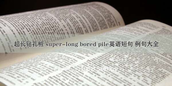 超长钻孔桩 super-long bored pile英语短句 例句大全