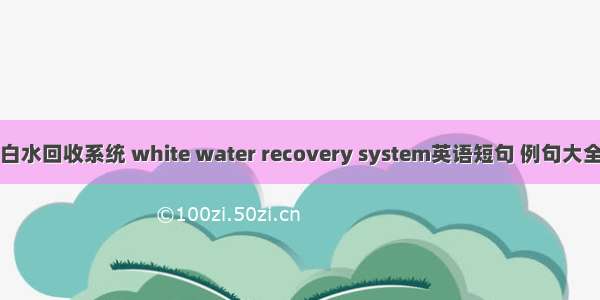 白水回收系统 white water recovery system英语短句 例句大全