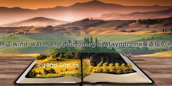 风温肺热证 wind-warm and pulmonary heat syndrome英语短句 例句大全