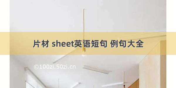 片材 sheet英语短句 例句大全