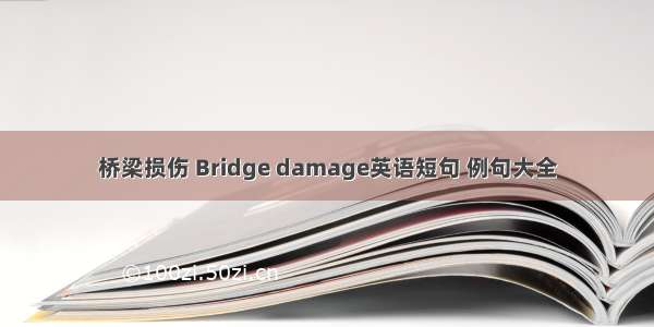 桥梁损伤 Bridge damage英语短句 例句大全