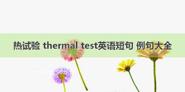 热试验 thermal test英语短句 例句大全