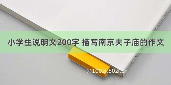 小学生说明文200字 描写南京夫子庙的作文