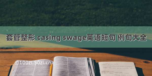 套管整形 casing swage英语短句 例句大全