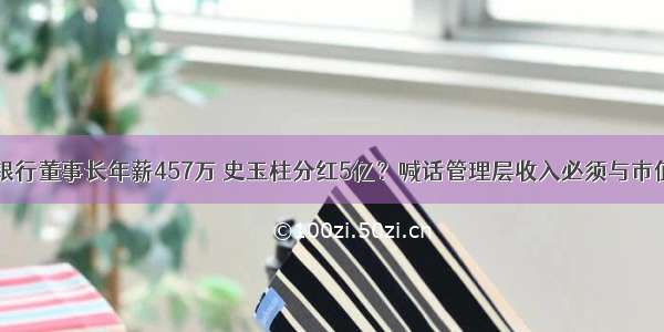 民生银行董事长年薪457万 史玉柱分红5亿？喊话管理层收入必须与市值挂钩