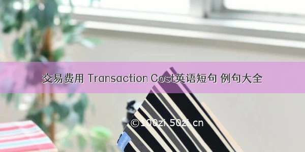 交易费用 Transaction Cost英语短句 例句大全