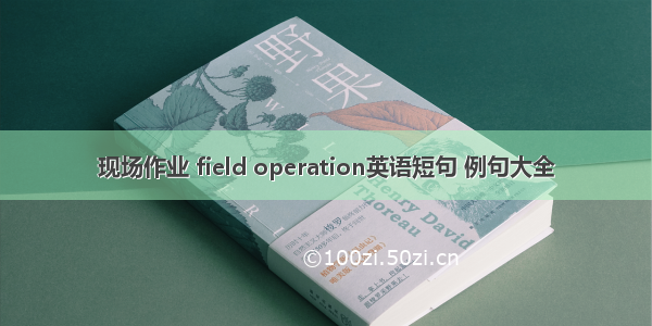 现场作业 field operation英语短句 例句大全